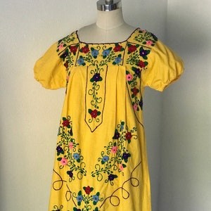 Vintage Cotton Embroidered Oxcata Mexican Dress S image 4