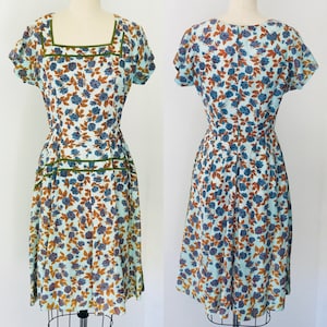 1950&#39;s Silk Challis Day Dress | S/M