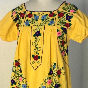 Vintage Cotton Embroidered Oxcata Mexican Dress S image 2