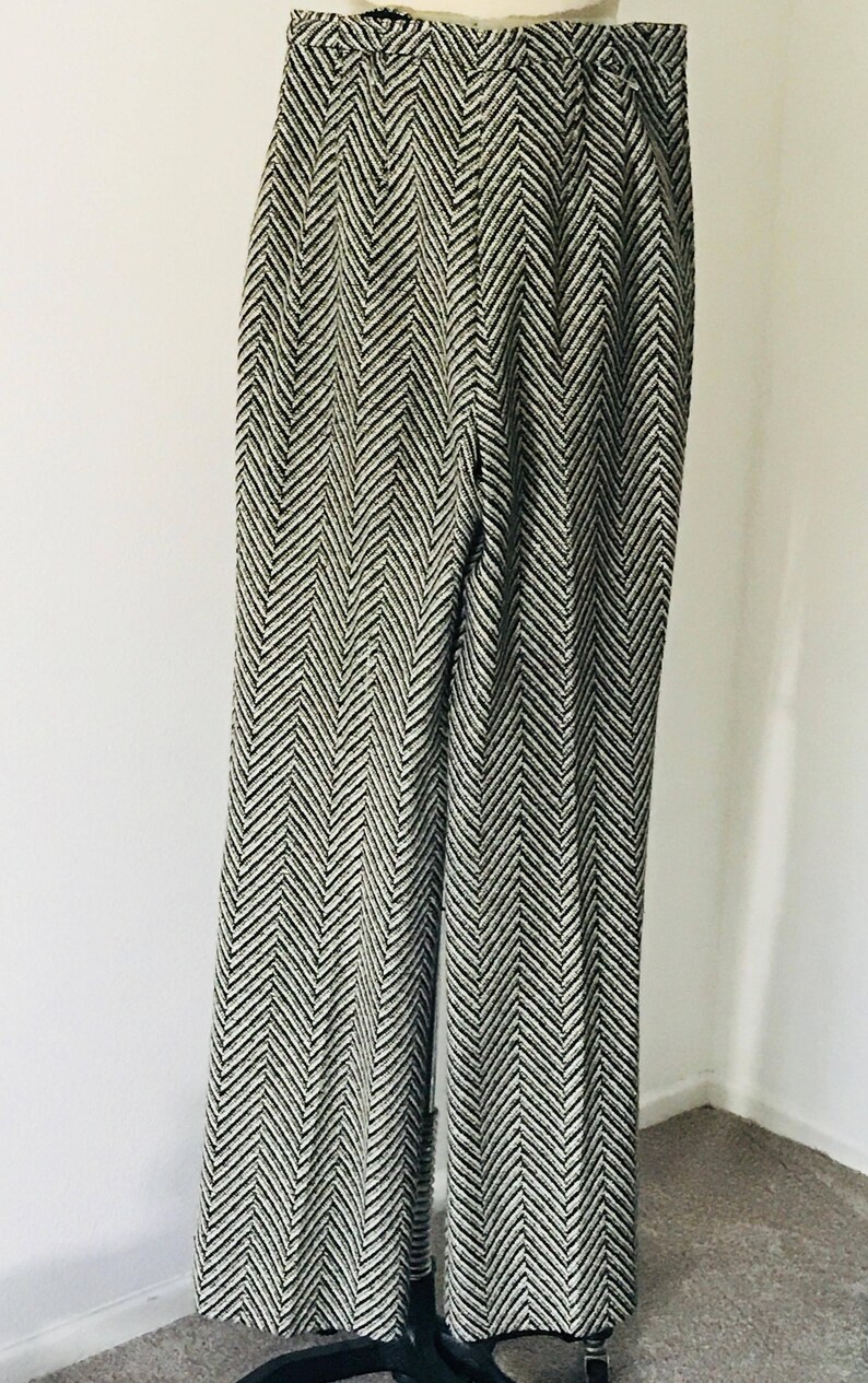 70's Wool Herringbone Puddle Pant with cuffs by Kristina of California M image 5