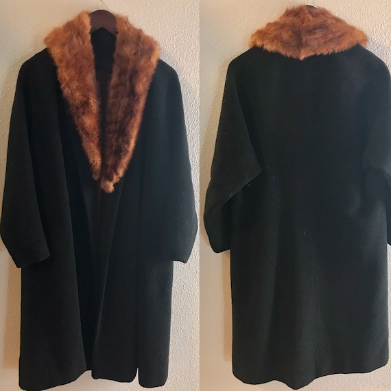 30's I. Magnin Wool Coat with Removeable Mink Coll