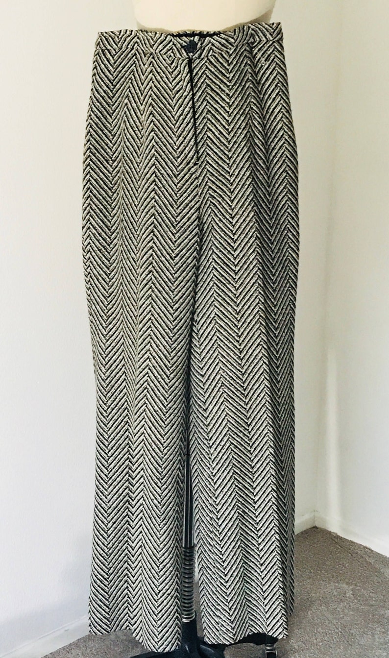 70's Wool Herringbone Puddle Pant with cuffs by Kristina of California M image 3