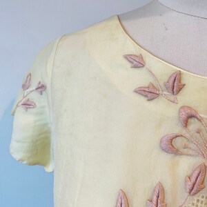 60s Silk Embroidered Shift Dress M image 5