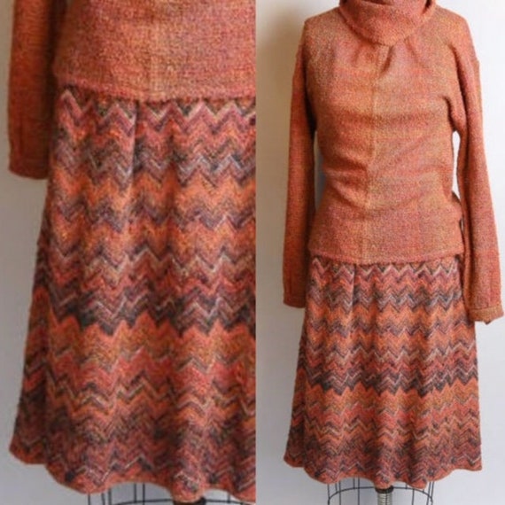 1950's Dalton Sport Mohair Chevron Sweater & Skirt