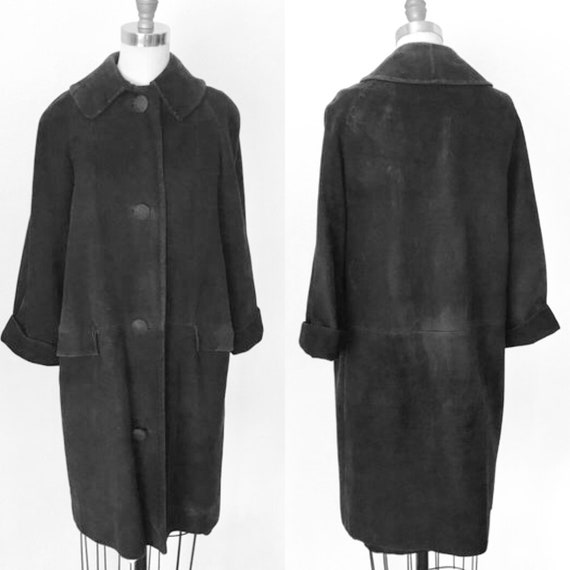 60's Suede Walking Coat Removeable Collar | M