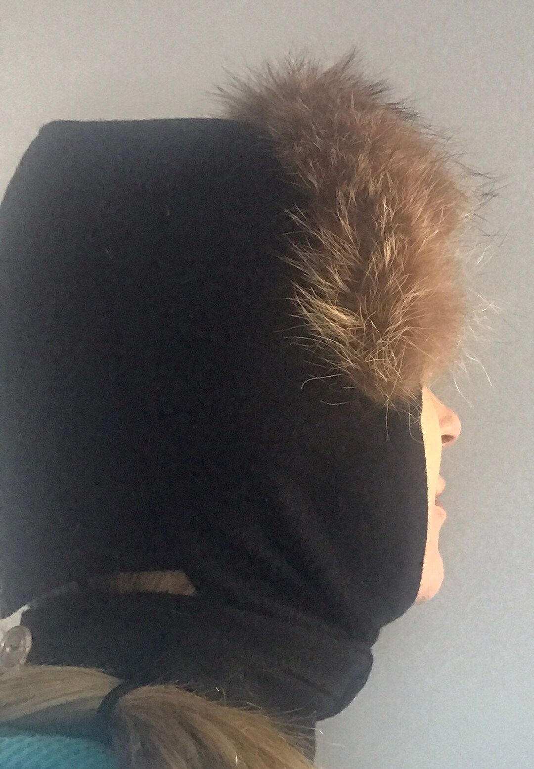 40's Wool Knit Neck Warmer Hood Scarf With Fur Trim Etsy