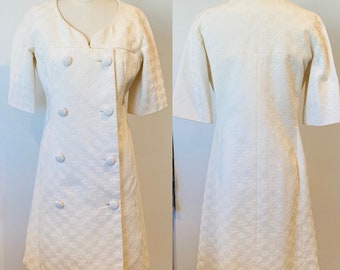 60's Ya Eddan Blazer Dress Ivory Glazed Cotton | M