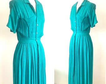 80er Jahre Carol Anderson Shirtkleid Midi | L