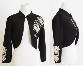 70's Embroidered Knit Bolero by Sassoon | S