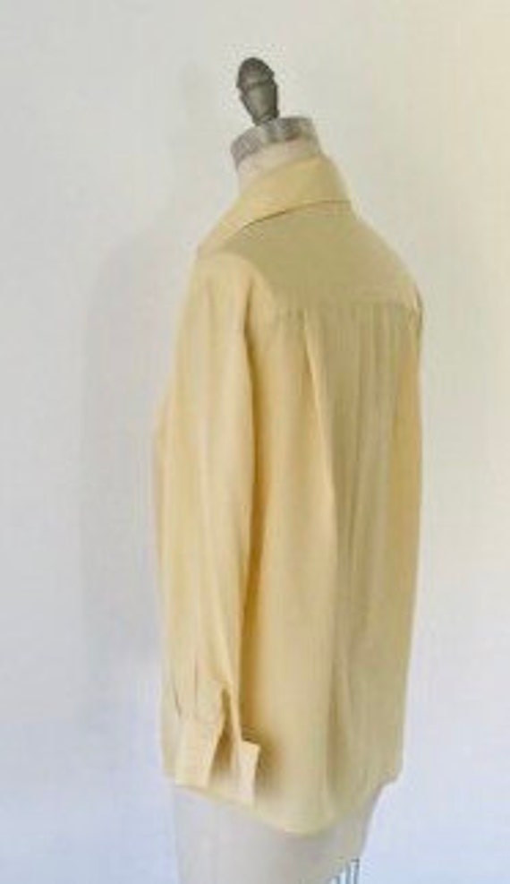 70's Silk Button Front Blouse 3/4 Sleeve | M - image 3