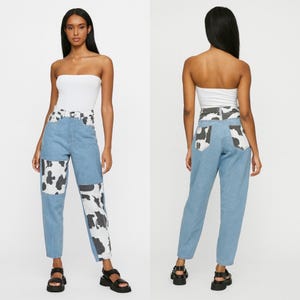 Vintage Jeans with Cow Pattern Inserts | XS/S