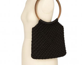 70's Carpet Bag With Lucite Handle
