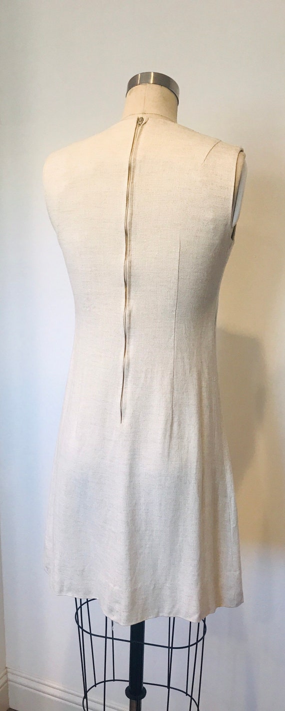 60’s Gay Gibson Raw Linen Shift Dress | S - image 3