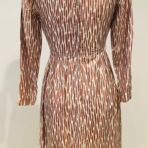 50's Silk Zebra Print Dress Ivory & Brown S image 3