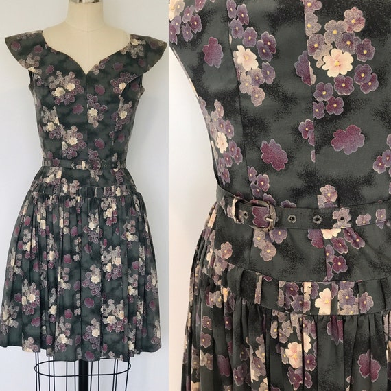 50’s Teena Paige Floral Chintz Drop Waist Dress |