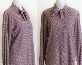 50's Lady Holiday Button Front Blouse | L
