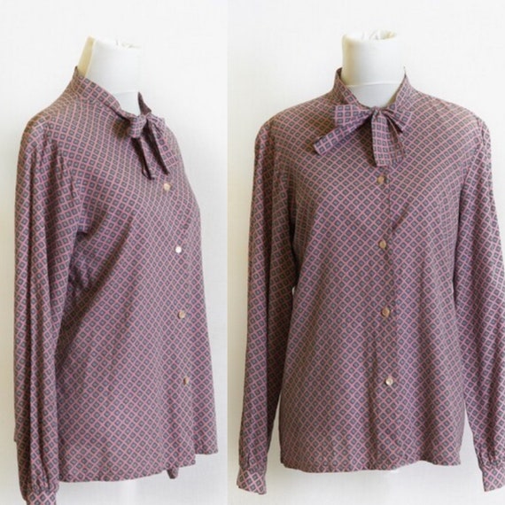 50's Lady Holiday Button Front Blouse | L