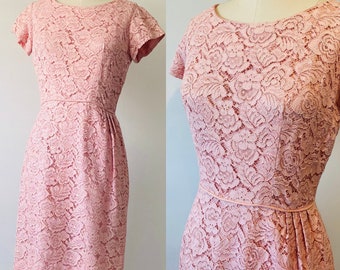 50's Lace Semi Formal Dress | M