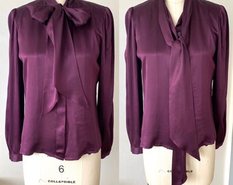 80’s Scherrer Boutique Paris Saks Fifth Avenue Satin Bow Blouse | M