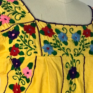 Vintage Cotton Embroidered Oxcata Mexican Dress S image 3