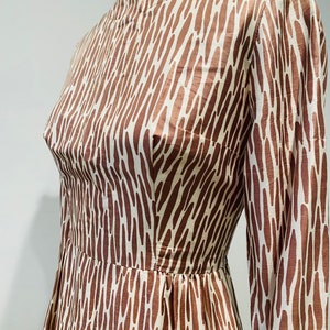 50's Silk Zebra Print Dress Ivory & Brown S image 4