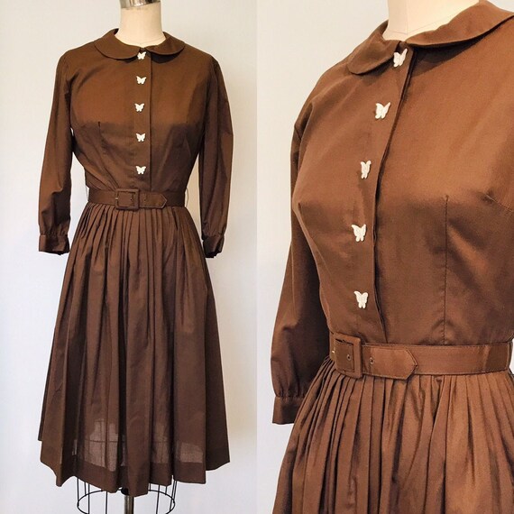 50's Shirtdress Full Skirt Day Dress | S