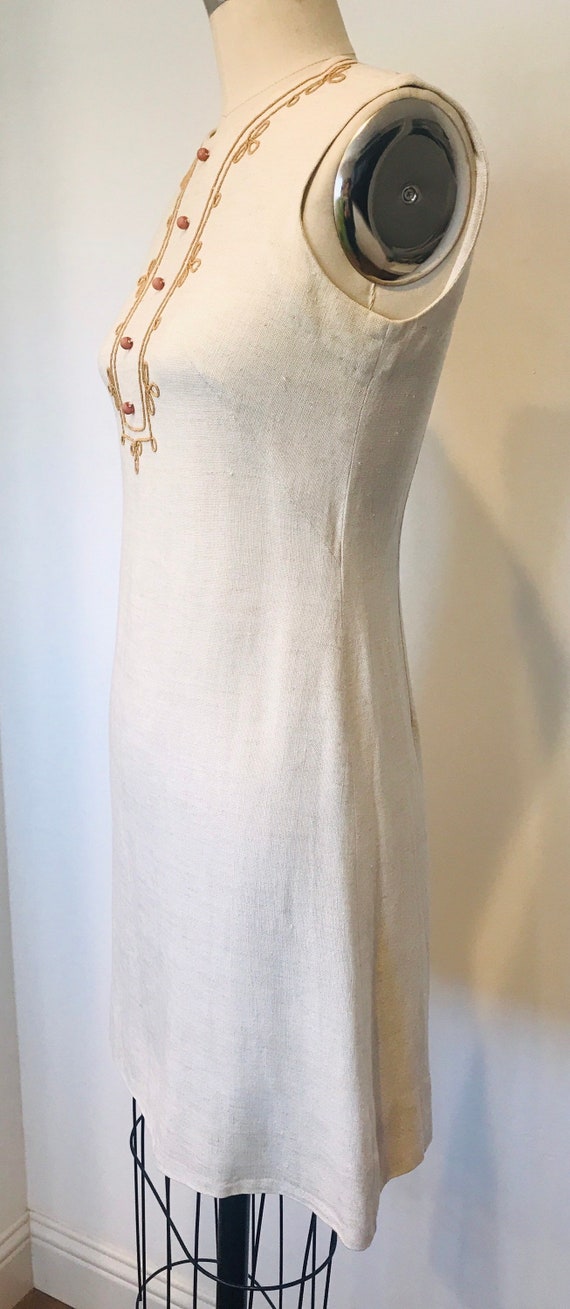 60’s Gay Gibson Raw Linen Shift Dress | S - image 2