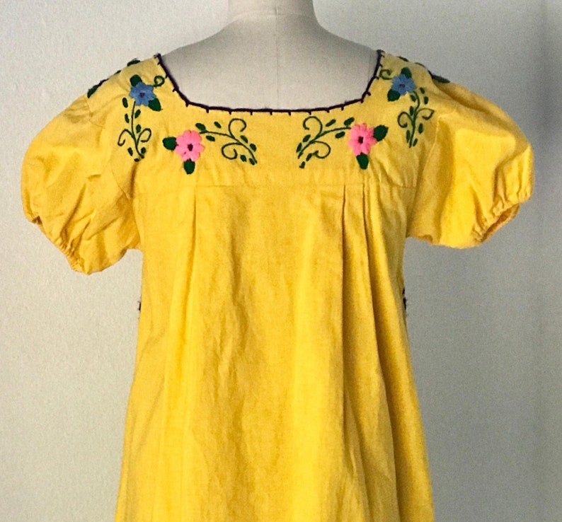 Vintage Cotton Embroidered Oxcata Mexican Dress S image 5