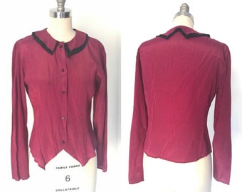 50's Giordi's Italian Import Pinstripe Blouse | M