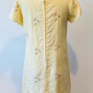 60s Silk Embroidered Shift Dress M image 3