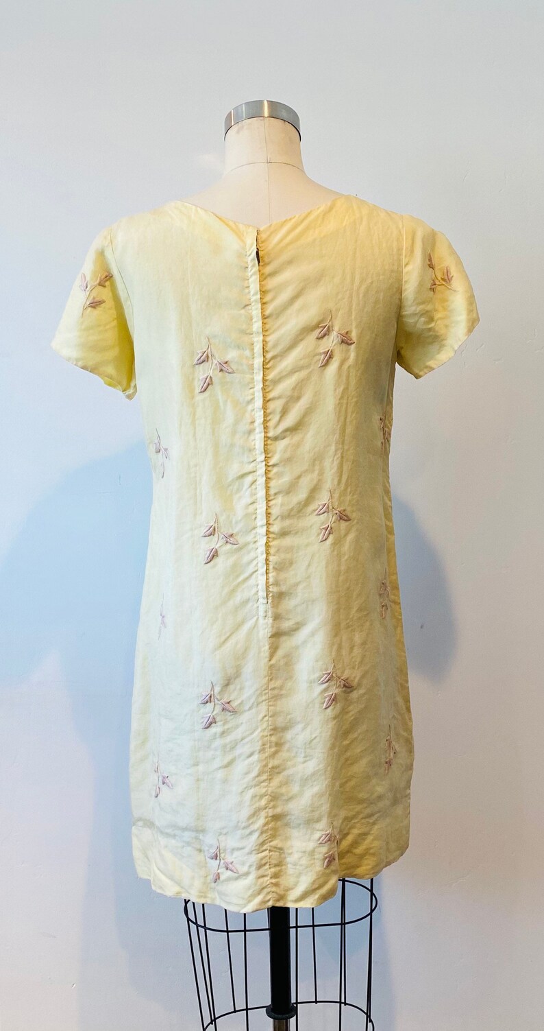 60s Silk Embroidered Shift Dress M image 3