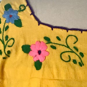 Vintage Cotton Embroidered Oxcata Mexican Dress S image 7