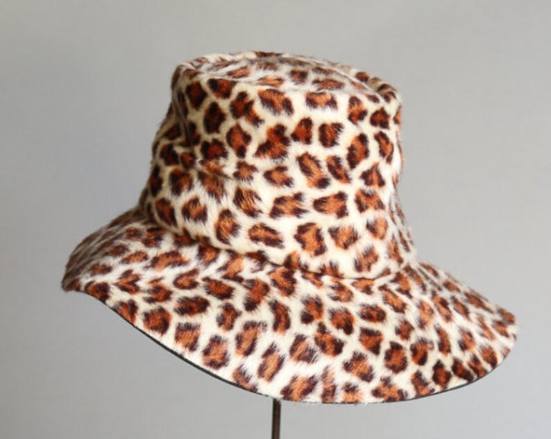 70's Faux Leopard Fur Animal Print Floppy Hat Gimbels NYC Etsy