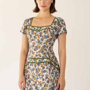 1950&#39;s Silk Challis Day Dress | S/M