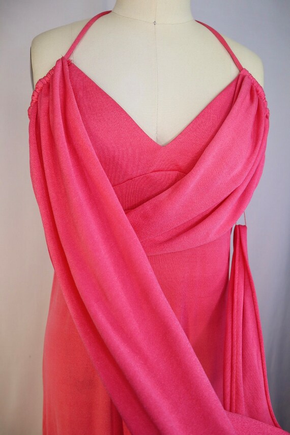 Vintage 1970's Long Polyester MAXI PINK Dress - image 4