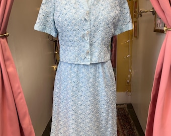 1950s Light Blue Dress and Shirt Set by Paula Dean Originals Women’s Medium *As Is*