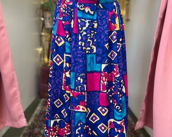 90s Vibrant Abstract Print Maxi Skirt by Sag Harbor Women’s Small