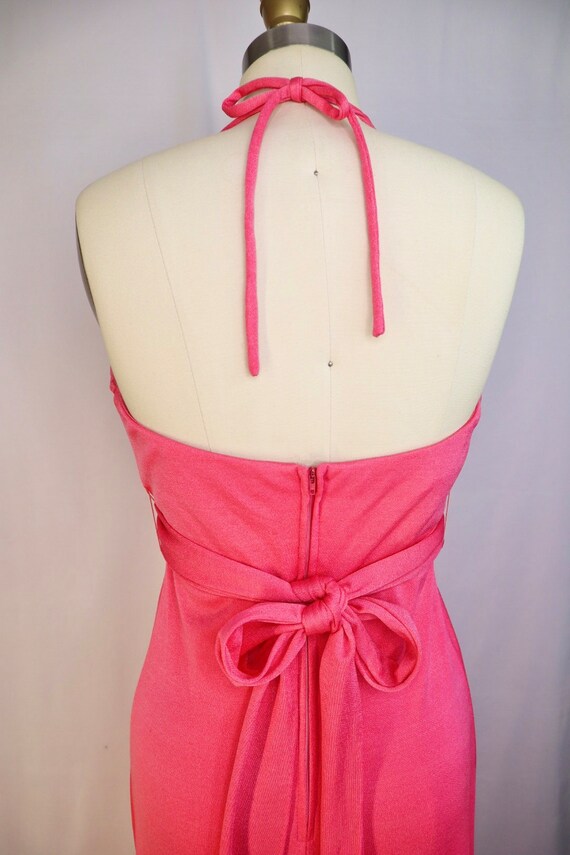 Vintage 1970's Long Polyester MAXI PINK Dress - image 6