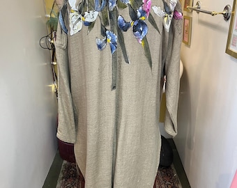 Art to Wear Hand Painted Linen Duster, Free Size