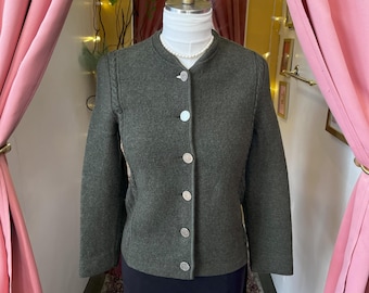 Vintage Litza dark Green Virgin Wool Sweater