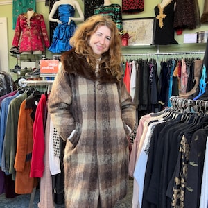 1960s Lilli Ann Plaid Mohair Coat