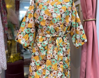 1960s Flower Power Robe / Women’s L-XXL