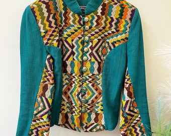 1970s Hand Loomed Vibrant Multicolor Jacket by Milagros / Women’s S