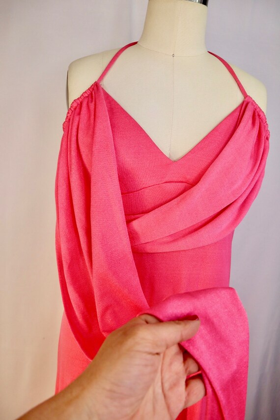 Vintage 1970's Long Polyester MAXI PINK Dress - image 3