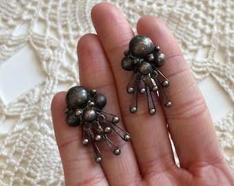 Mexico Silver Modernist Ball Design Screw Back Earrings