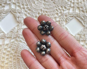 Sterling Silver Flower Screw Back Earrings