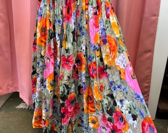 90s Cotton Colorful Floral Maxi Dress by Express Size Large