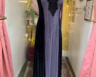 Vintage 90s Cykxtees Gothic Velvet Maxi Dress Women’s Small