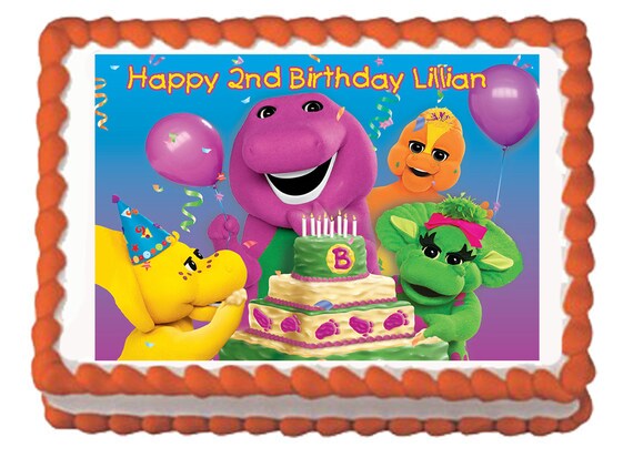 Barney Birthday Cake Topper With Free Personalization Etsy