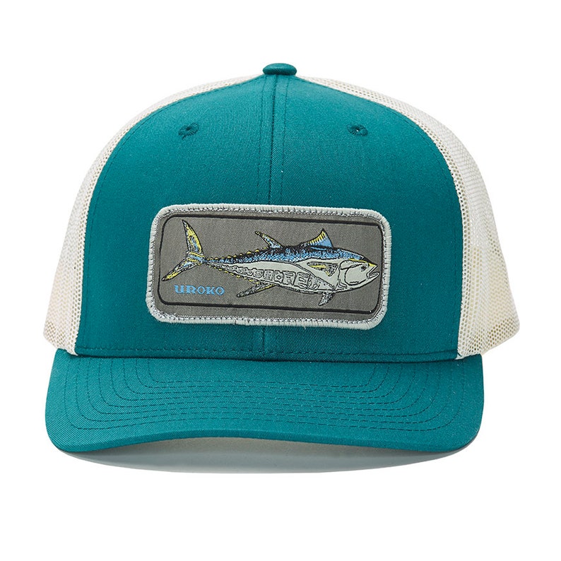 BLUEFIN TUNA Woven Patch  Curved Bill Trucker  Teal Front  image 1